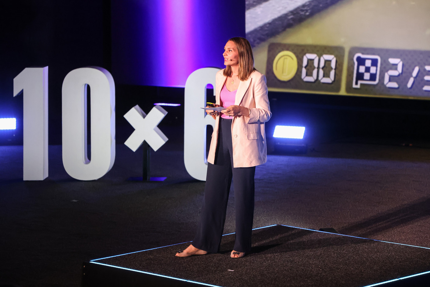 Chloé Philibert (Arendt), speaking at the 10x6 Talents event at the Kinepolis Kirchberg, 9 July 2024. Photo: Marie Russillo / Maison Moderne