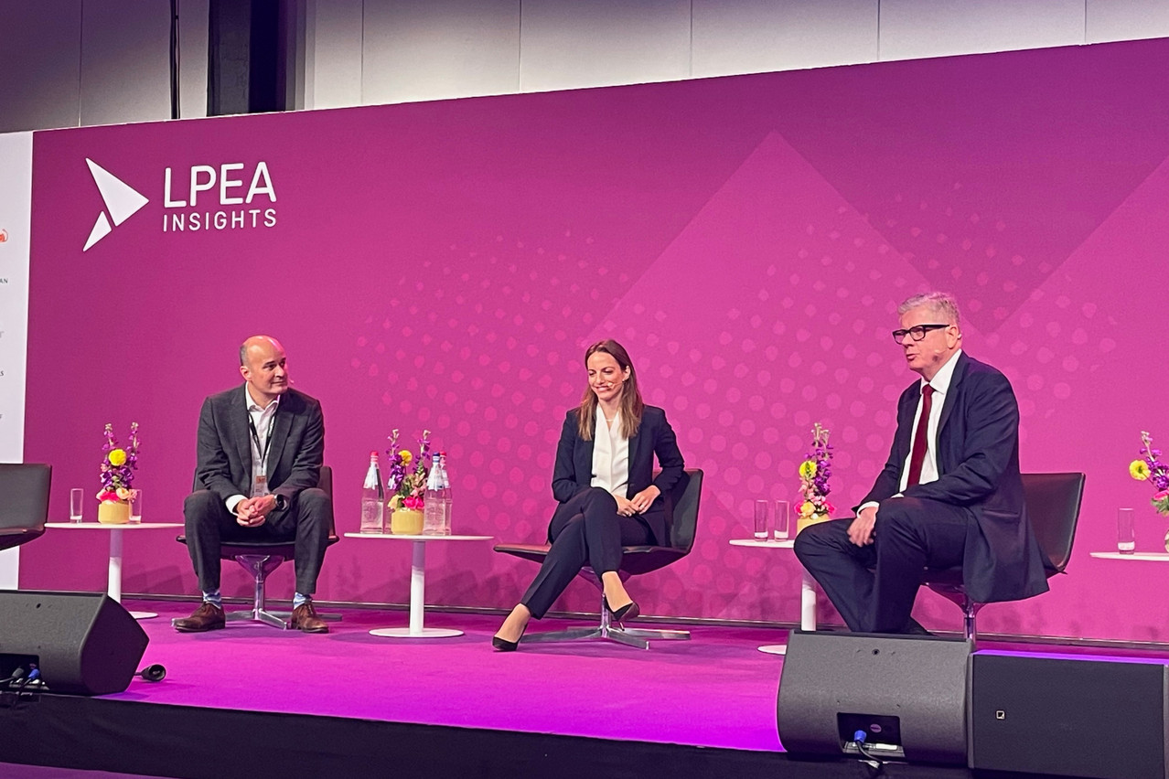 Jerome Bertrand (L-GAM), Claudia Scarico (Apollo Global Management) and Claus Mansfeldt, moderator (Swancap Investment Management), debated on the panel “Outlook: The PE World Today” at the LPEA Insights Conference 2025 on 23 October 2025. Sylvain Barrette