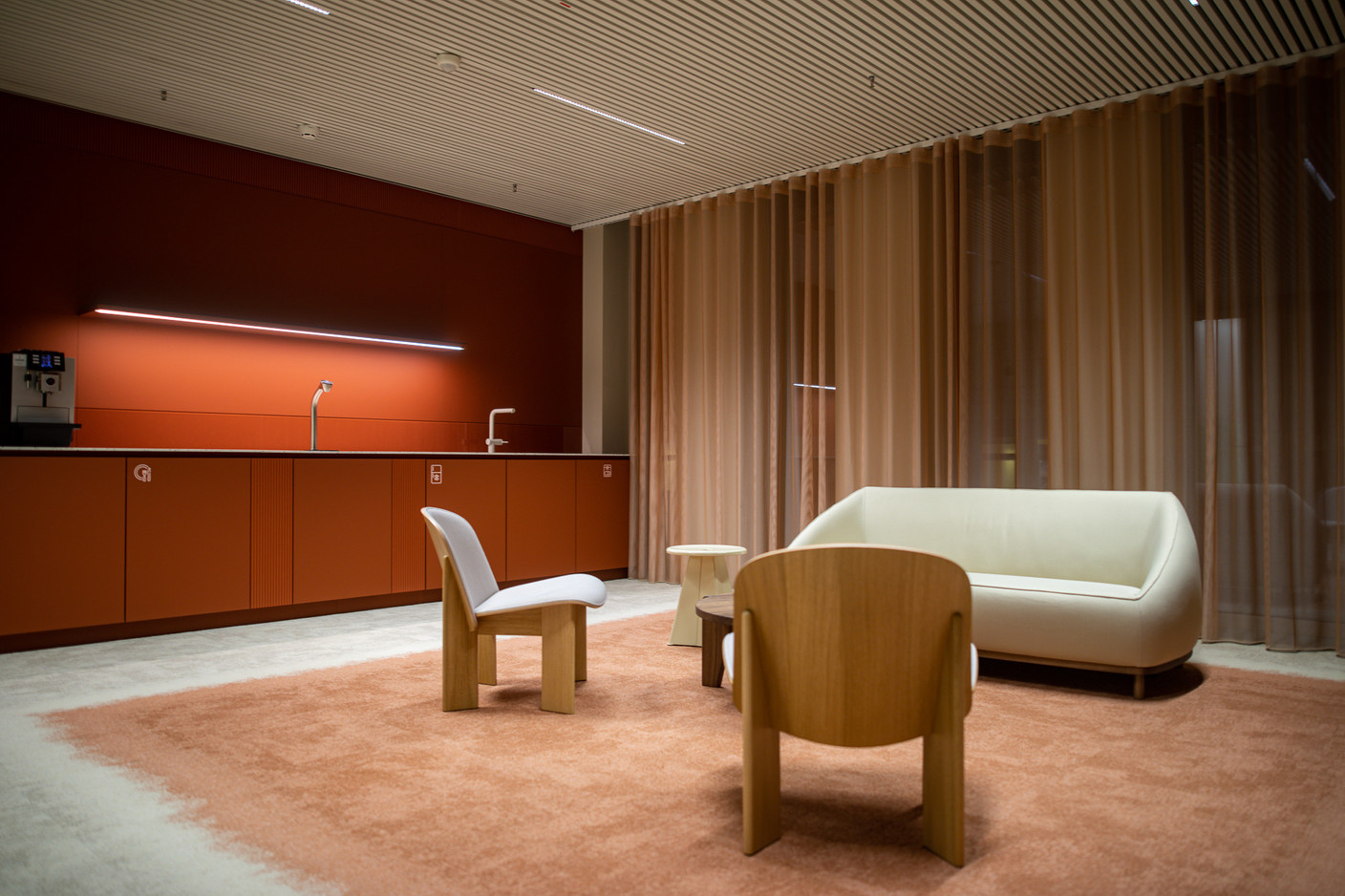 Meeting space in the CBRE House in the Prism building at the Cloche d'Or. Photo: Maëlle Helias Louis