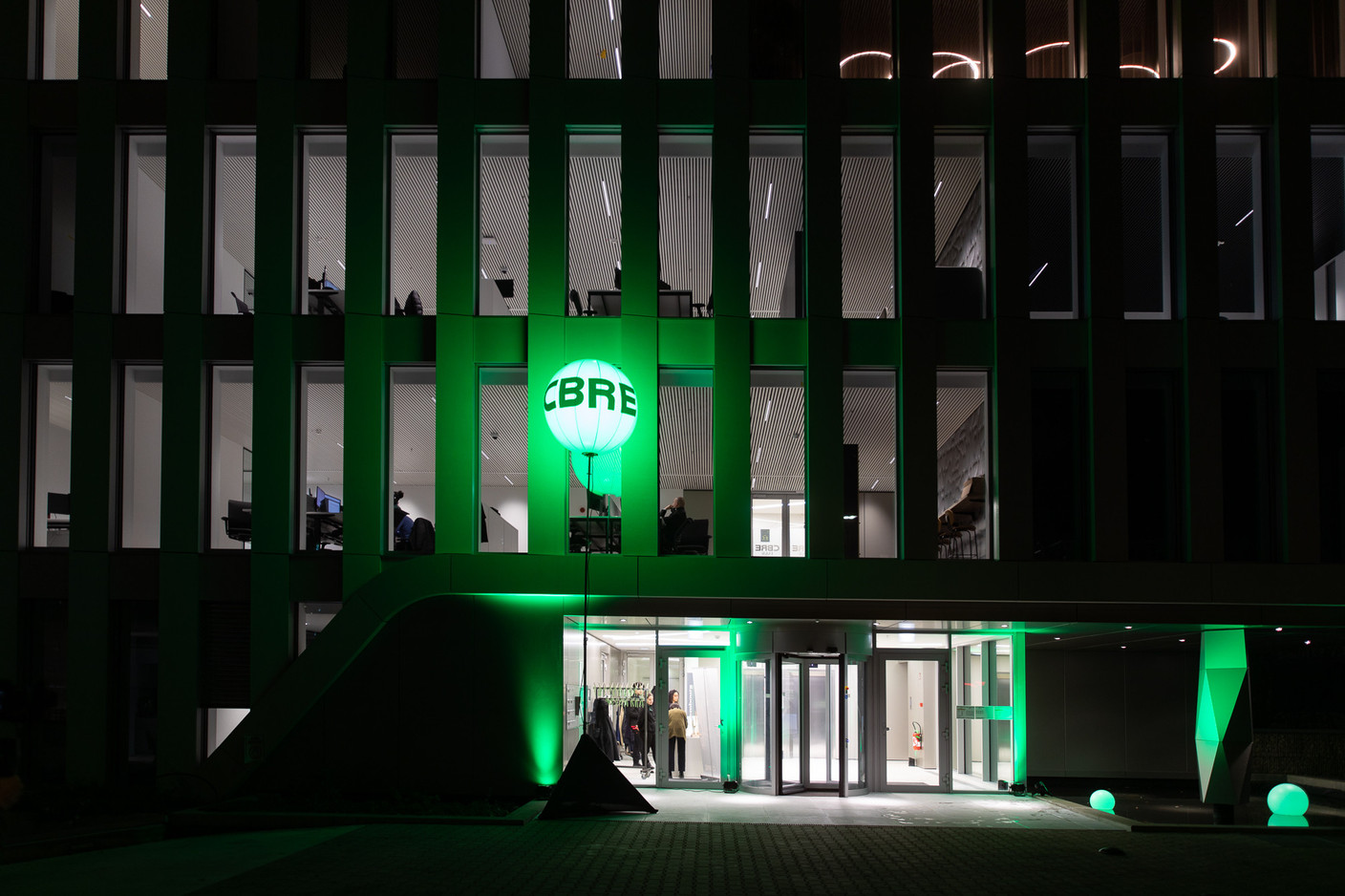 Exterior view of the entrance on the evening of the inauguration. Photo: Maëlle Helias Louis