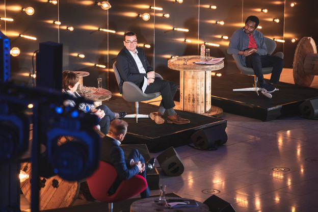 Nicolas Léonard (Maison Moderne) et Michel-Edouard Ruben (Fondation Idea) (Photo: Simon Verjus/Maison Moderne)