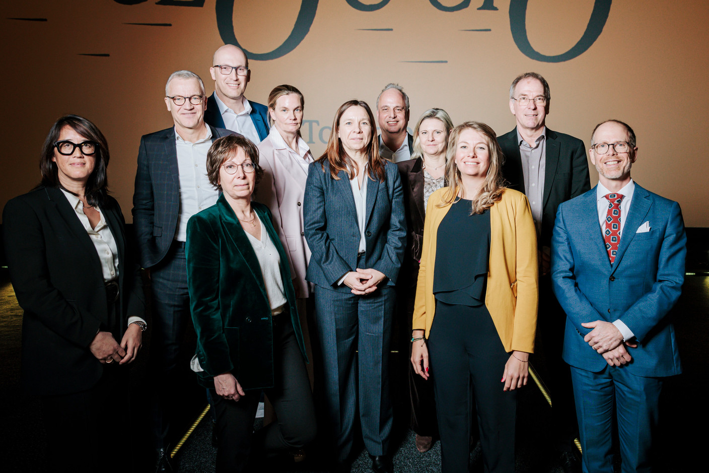 Minh Hua (KPMG Luxembourg), Cliff Konsbruck (Post Luxembourg), Sylvain Momin (Sigi), Isa Scheunpflug (Bil), Brigitte Brouwers-Kartheuser (CLK Home), Stéphanie Obertin (minister of Digitalisation), Erik von Scholz (Enovos Luxembourg), Marie-Hélène Massard (Foyer Group), Elena Trost-le-Doeuff (Sales-Lentz), Rémy Els (Foyer Group) and Leandro Cresta (Ferrero). (Photo: Julian Pierrot/Paperjam)