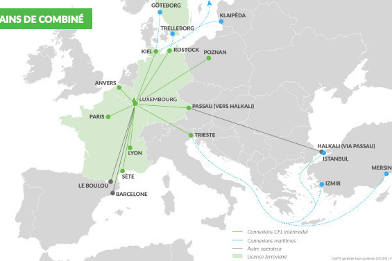 Réseau de trains de combiné de CFL Multimodal. (Photo: CFL Multimodal)