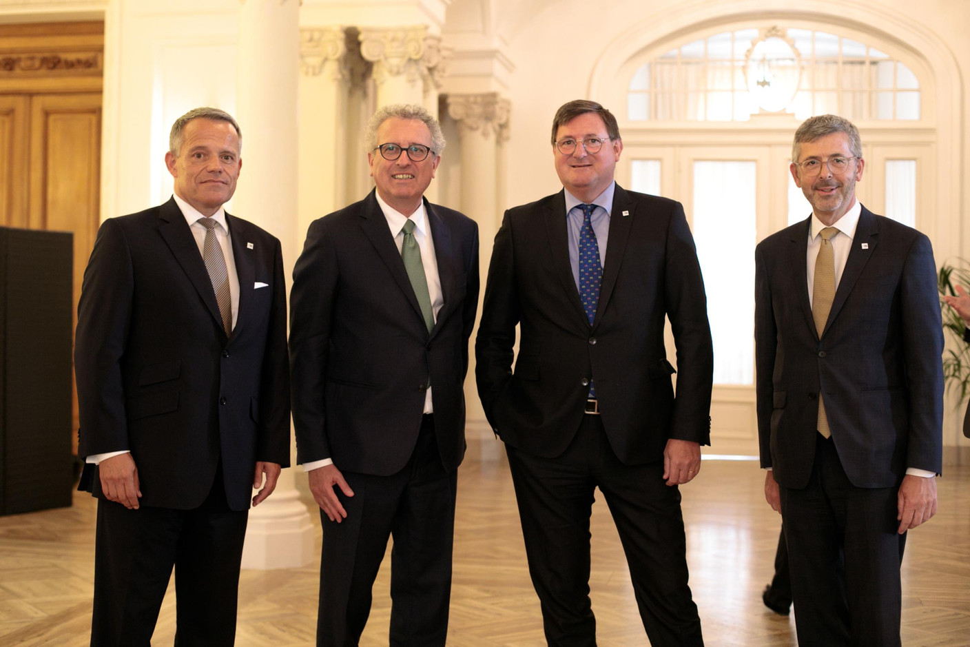 Guy Hoffmann (ABBL), Pierre Gramegna (Ministre des Finances), Yves Maas (ABBL) et Serge de Cillia (ABBL) (Photo: Matic Zorman)