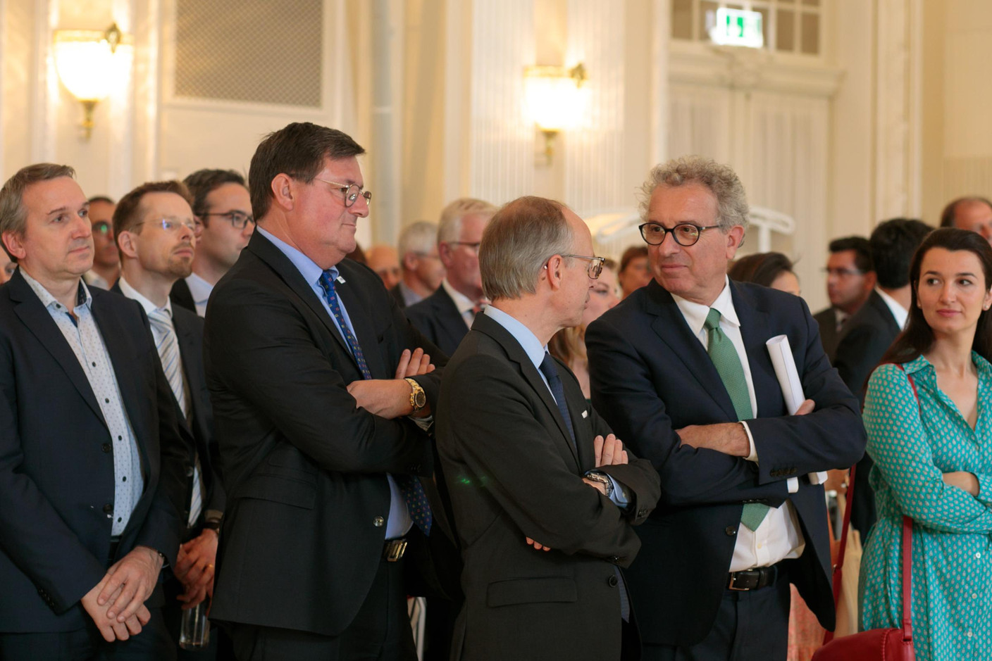 Yves Maas (ABBL), Luc Frieden (Chambre de commerce) et Pierre Gramegna (Ministre des Finances) (Photo: Matic Zorman)