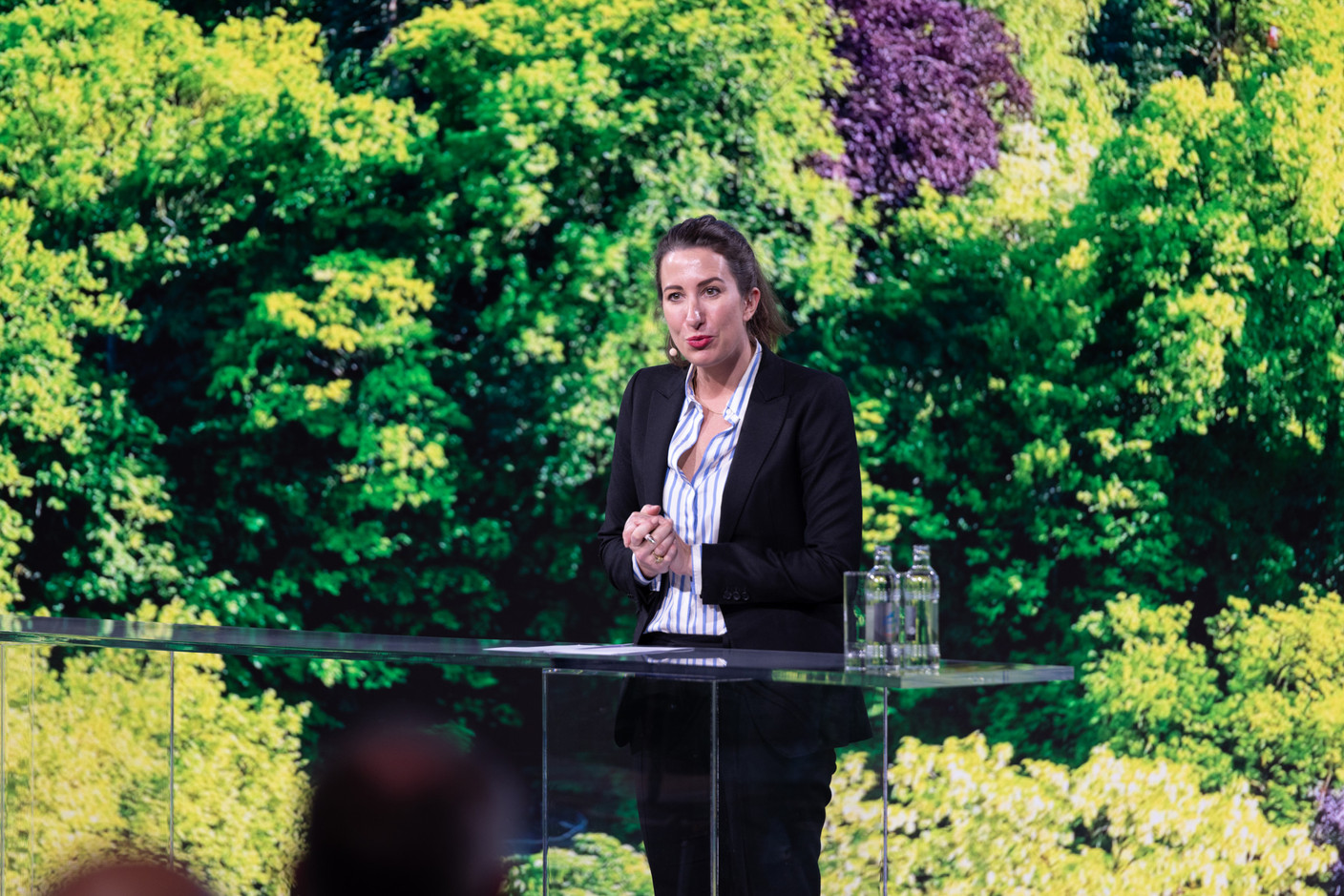 Catherine Pogorzelski, country managing partner at DLA Piper Luxembourg and chair of the day one morning session, seen speaking at the Association of the Luxembourg Fund Industry’s Private Asset Conference, 28 November 2023. Photo: Romain Gamba/Maison Moderne