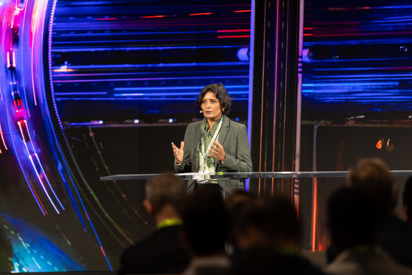Kavitha Ramachandran at Apex Fund Services seen speaking on the “Navigating macroeconomic challenges: the role of private assets” panel during Alfi’s Private Assets Conference, 28 November 2023. Photo: Romain Gamba/Maison Moderne