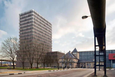 L e premier bâtiment administratif que le Fonds Belval construit pour le compte de l’Etat à Belval avance à grands pas. (Photo: Fonds Belval)