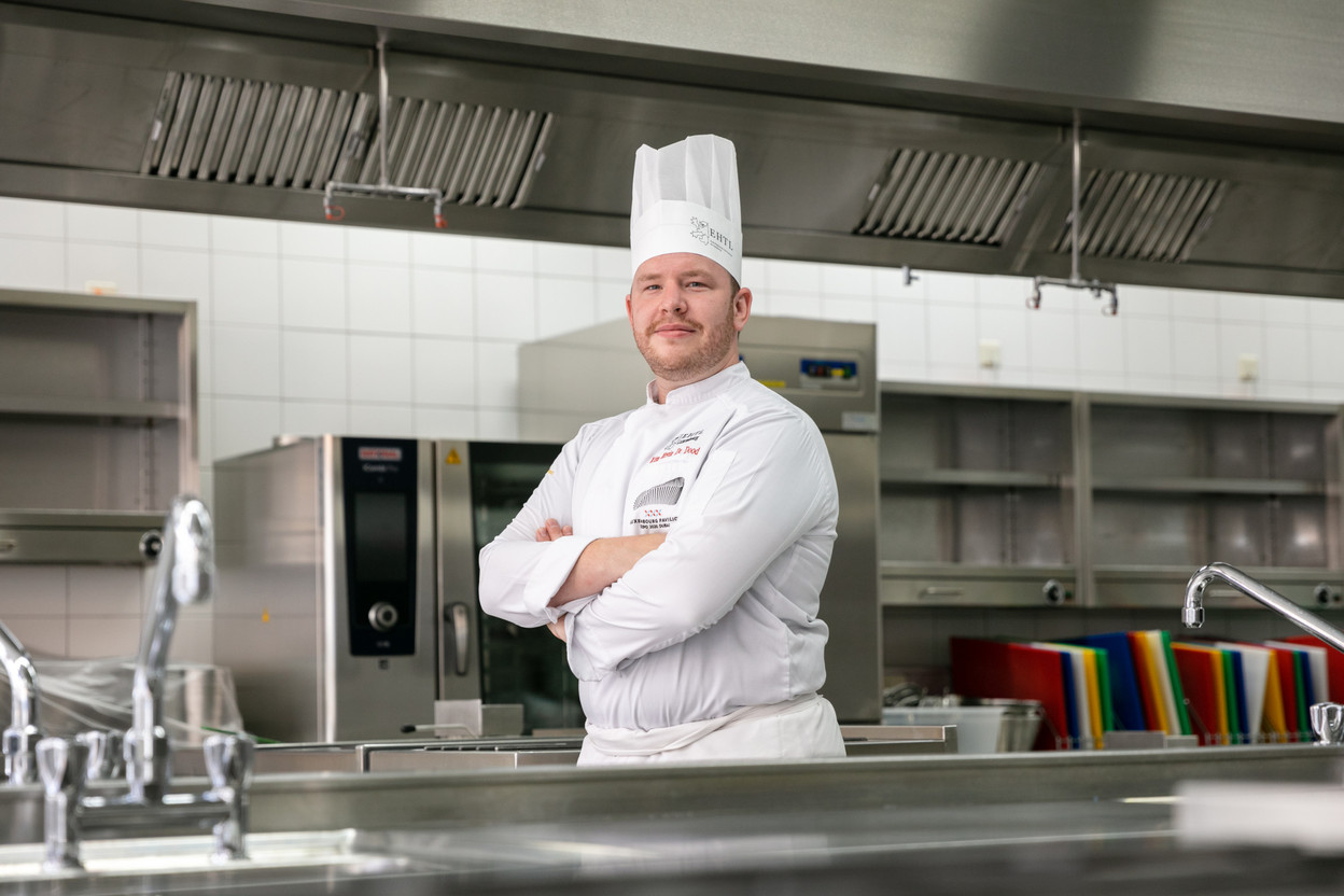 Michelin-starred chef Kim Kevin de Dood, pictured at the Luxembourg hotel and tourism school (EHTL) just days before his departure to Dubai in advance of the World Expo taking place there. Romain Gamba /Maison Moderne