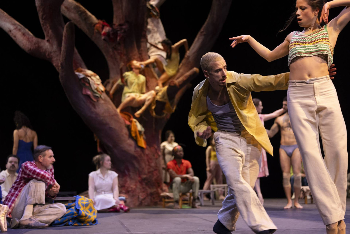 Alain Platel uses the tree as a meeting place, bringing together people from different backgrounds.  Photo: Koen Broos