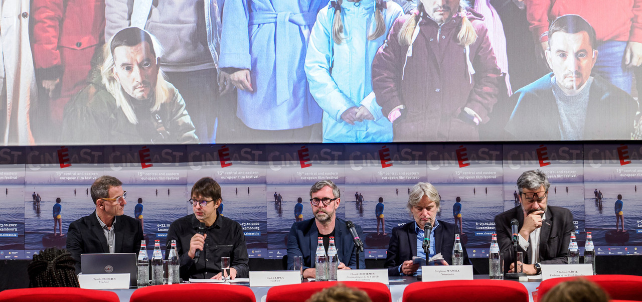 55 feature films and over 40 short films from 20 countries have been selected for the 2022 programme. Photo from l-r, CinEast artistic director Hynek Dedecius, programme director Radek Lipka, Claude Bertemes representing Cinémathèque, cultural programme coordinator at Neimënster Stéphane Wasila and Czech ambassador to Luxembourg Vladimír Bärtl. Photo: CinEast, Dalboyne