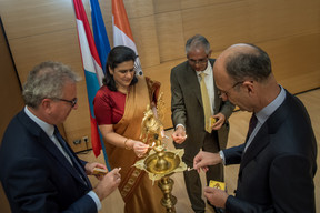 En 2018, avec Michel Wurth (alors président de la Chambre de commerce), Gaitri Issar Kumar (ambassadrice d’Inde en Belgique et au Luxembourg) et Sudhir Kumar Kohli (président de l’IBCL) lors du 70e anniversaire des relations bilatérales avec l’Inde. ((Photo: Nader Ghavami / Archives) )
