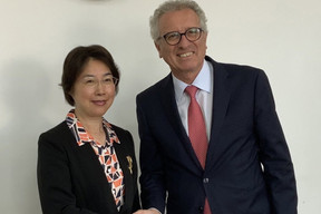 Jiayi Zou, vice-ministre des Finances, et Pierre Gramegna ont pu échanger lors d’un déplacement du ministre des Finances en Chine en septembre 2019. ((Photo: ministère des Finances))