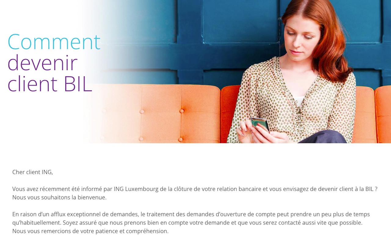 La Banque internationale de Luxembourg a ajouté une page spéciale sur son site. (Screenshot site BIL)