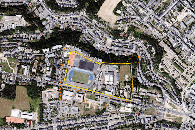 Le «Wunnquartier Stade» se situe le long de la route d’Arlon, sur l’emplacement de l’actuel Stade Josy Barthel, entre autres. (Illustration: Ville de Luxembourg)