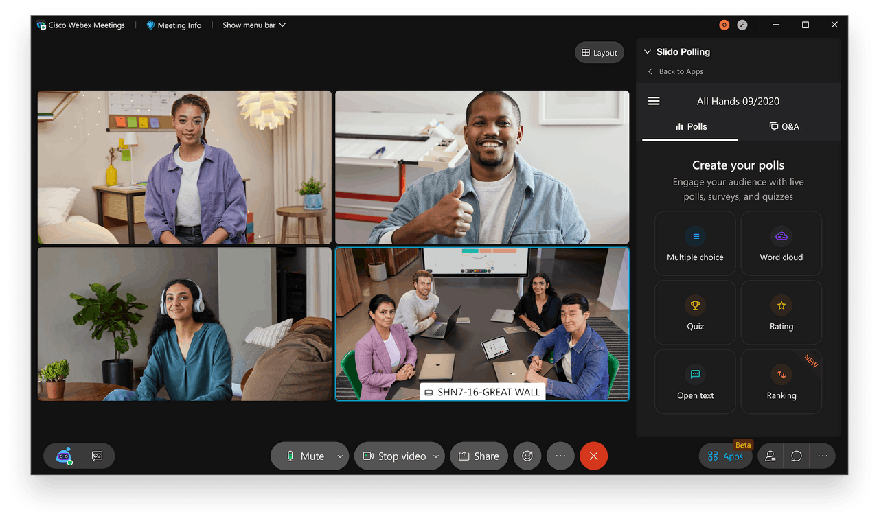 L’intégration de Slido dans Webex a permis aux meetings d’être plus interactifs que jamais. Un des outils qui ont été adoptés en 2020 à la «faveur» des confinements. (Photo: Cisco)