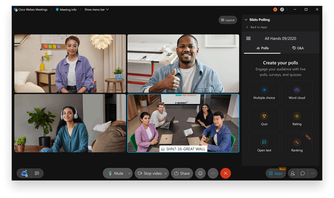 The integration of Slido into Webex has made the meetings more interactive than ever. One of the tools that was adopted in 2020. (Photo: Cisco)