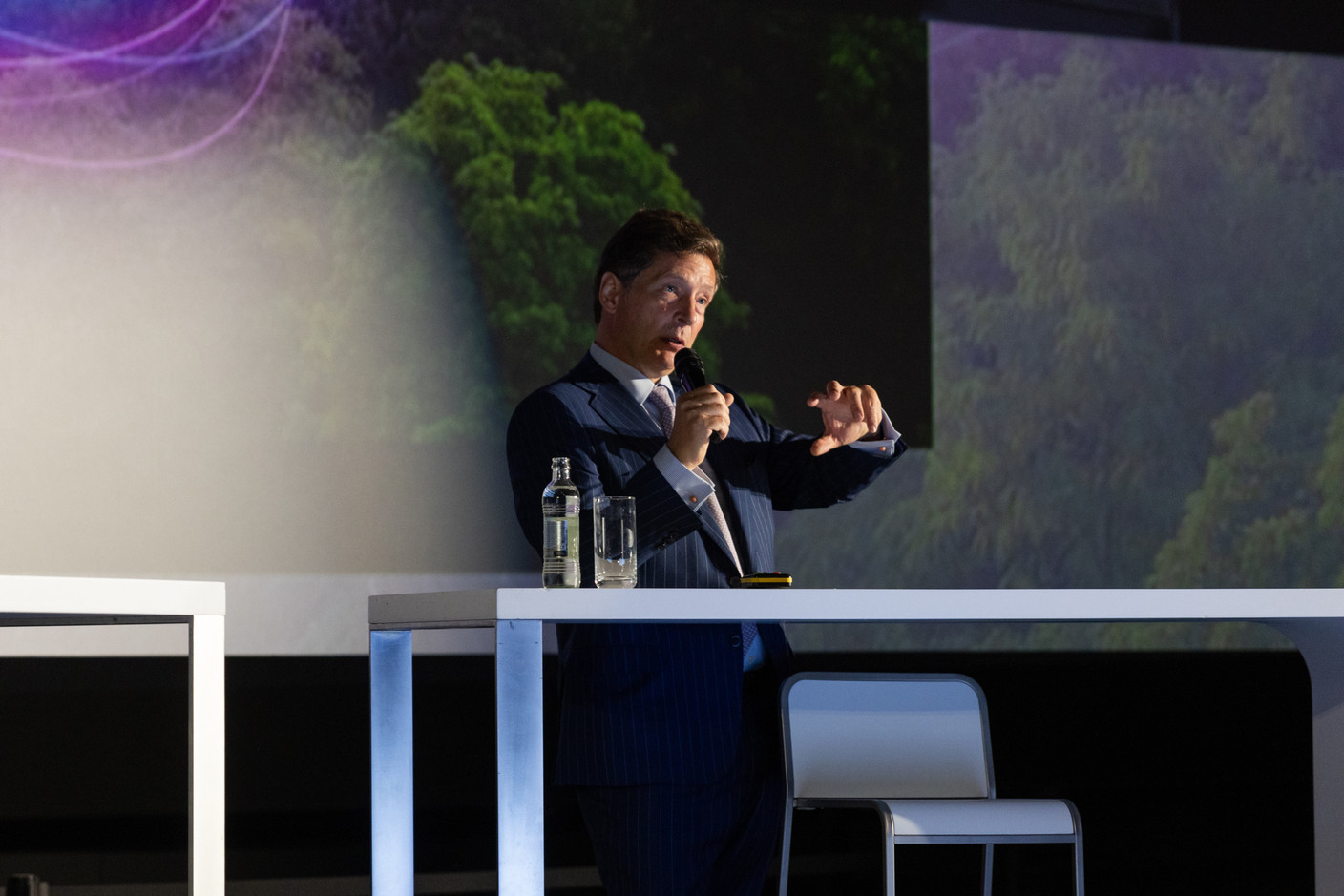 Nicolas Mackel (Luxembourg for Finance) talked about some of the crises of the past 15 years, as well as what lies ahead, during a speech at the Clearstream Fund Summit on 12 October 2023 at the Kinepolis in Kirchberg. Photo: Romain Gamba/Maison Moderne