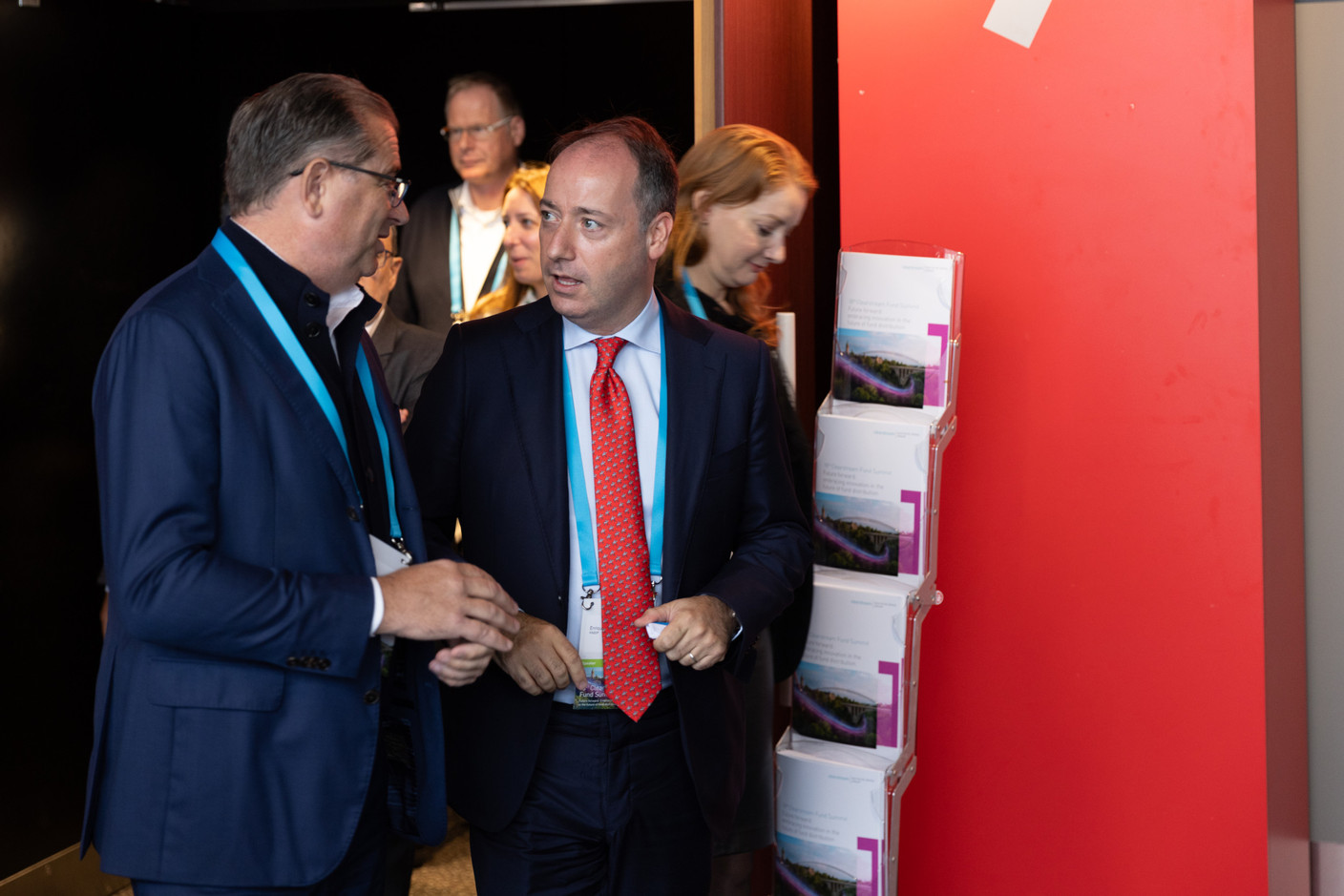 Enrique Sacau (Kneip, right) seen at the Clearstream Fund Summit on 12 October 2023 at the Kinepolis in Kirchberg. Photo: Romain Gamba/Maison Moderne