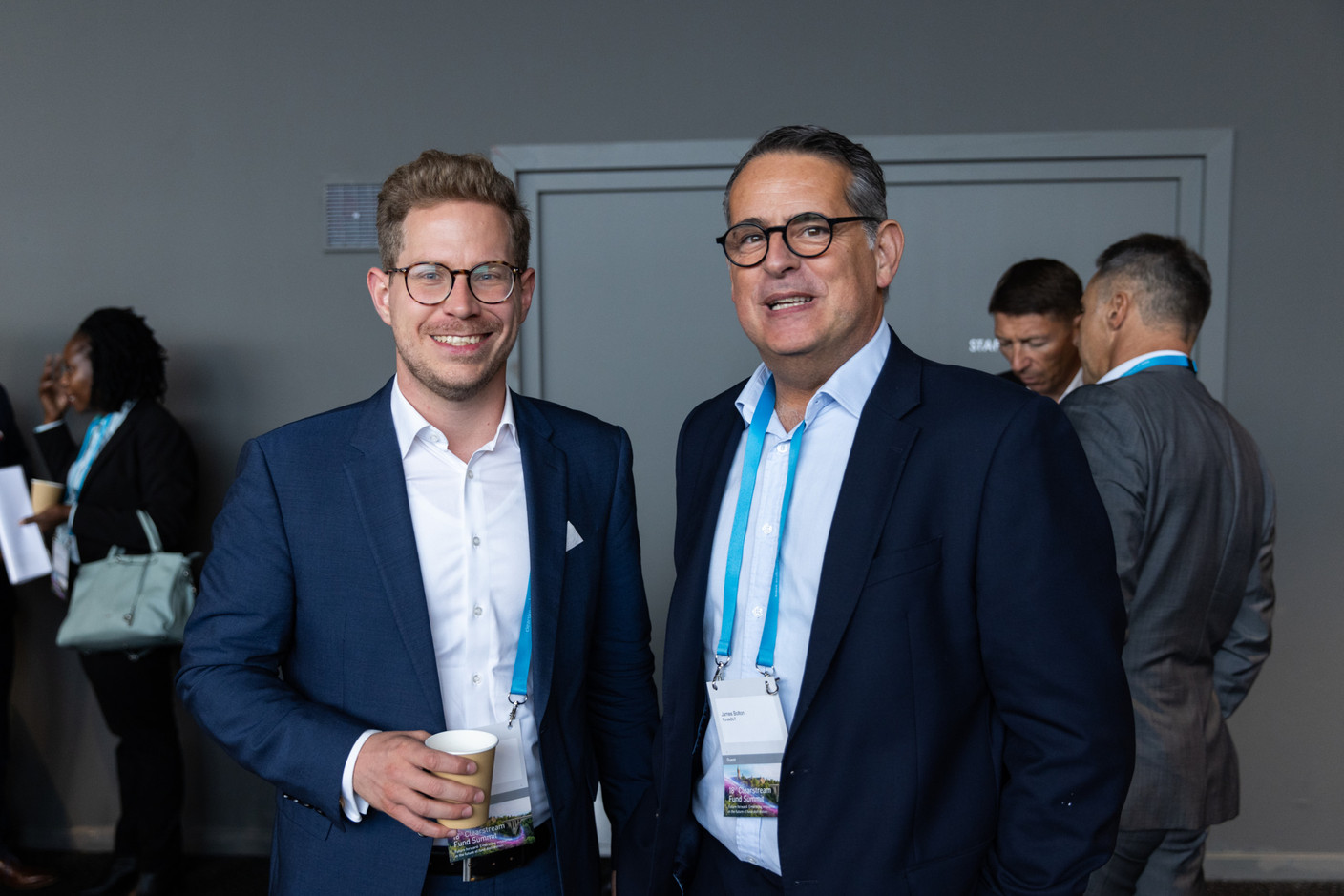 James Bolton (FundsDLT, right) seen at the Clearstream Fund Summit on 12 October 2023 at the Kinepolis in Kirchberg. Photo: Romain Gamba/Maison Moderne