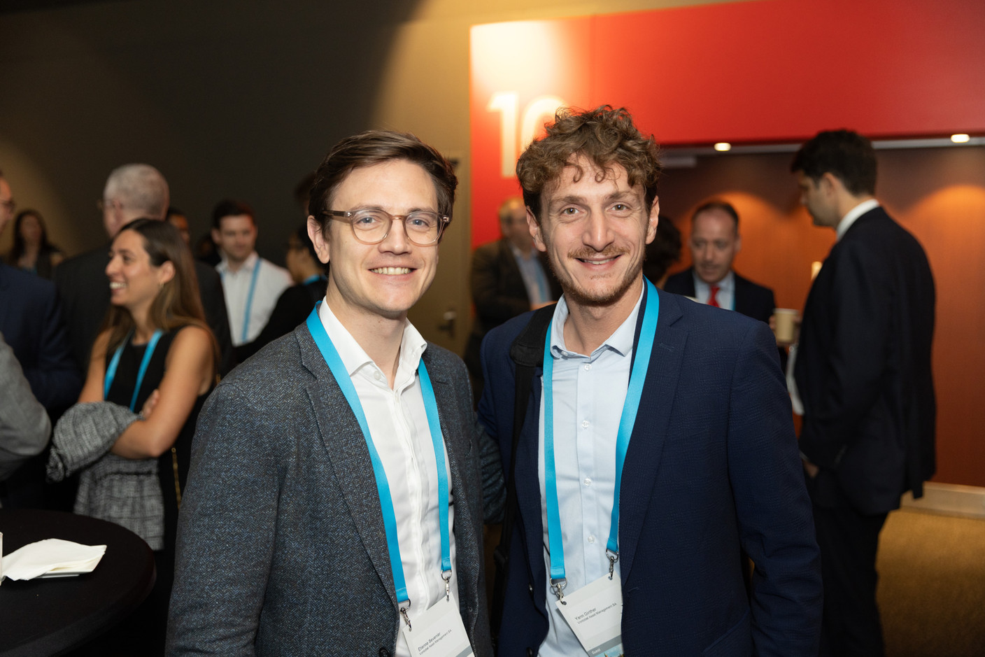 Etienne Sevenier (Vontobel Asset Management SA) and Yann Ginther (Vontobel Asset Management SA) seen at the Clearstream Fund Summit on 12 October 2023 at the Kinepolis in Kirchberg. Photo: Romain Gamba/Maison Moderne