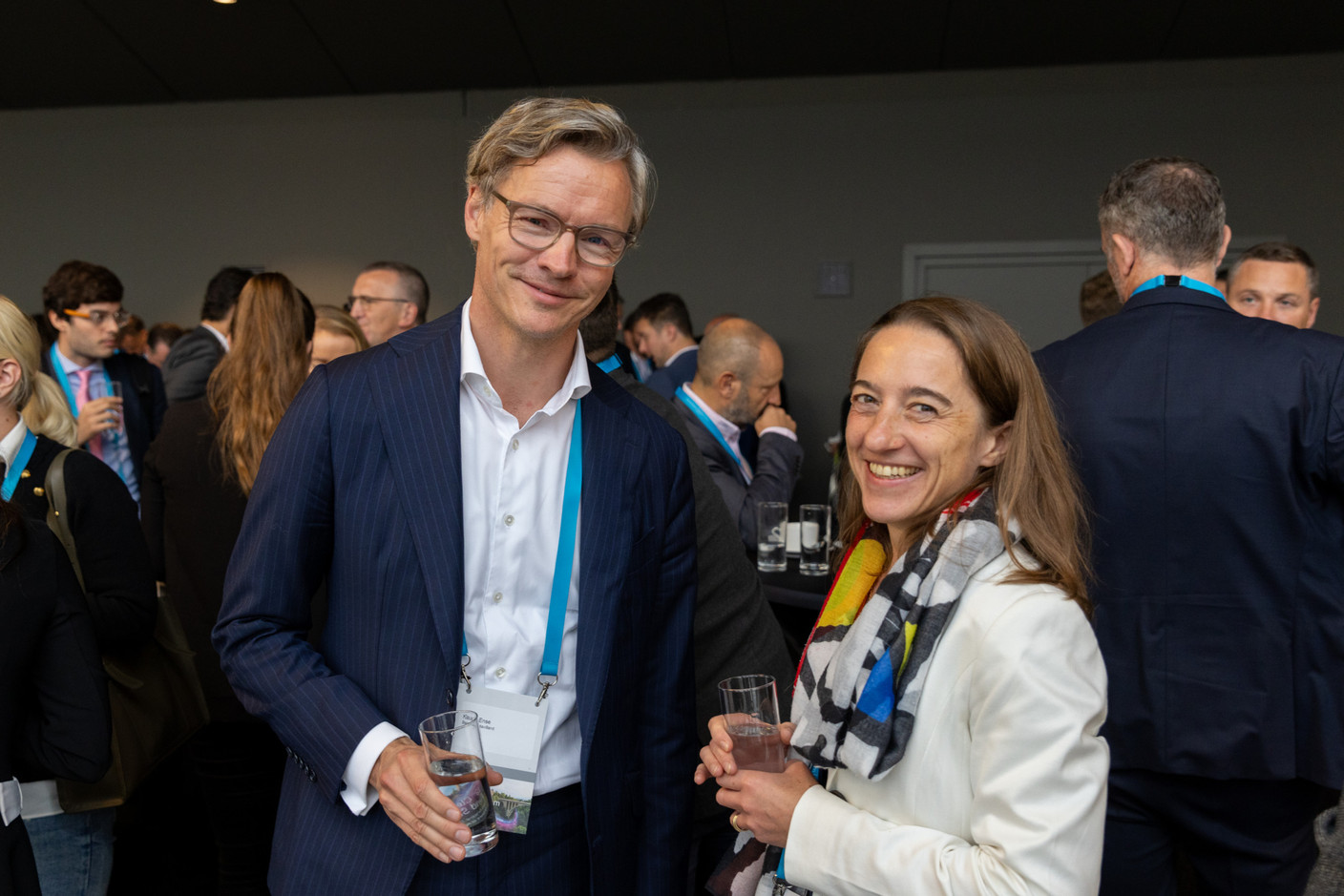 Klaus Ense (Banque Havilland, left) seen at the Clearstream Fund Summit on 12 October 2023 at the Kinepolis in Kirchberg. Photo: Romain Gamba/Maison Moderne