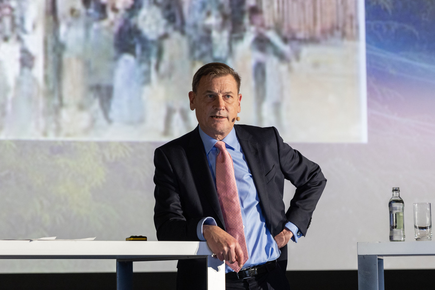 Mark Gem (Clearstream) talked about micro-prudential regulations and systemic risks during the Clearstream Fund Summit on 12 October 2023 at the Kinepolis in Kirchberg.  Photo: Romain Gamba/Maison Moderne