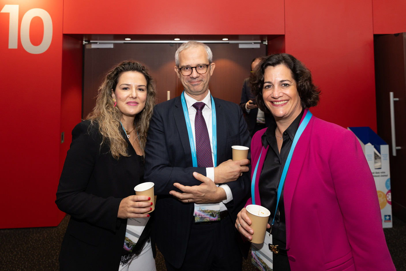 Cristina Gómez Asencio (FundsDLT, left), seen at the Clearstream Fund Summit on 12 October 2023 at the Kinepolis in Kirchberg. Photo: Romain Gamba/Maison Moderne