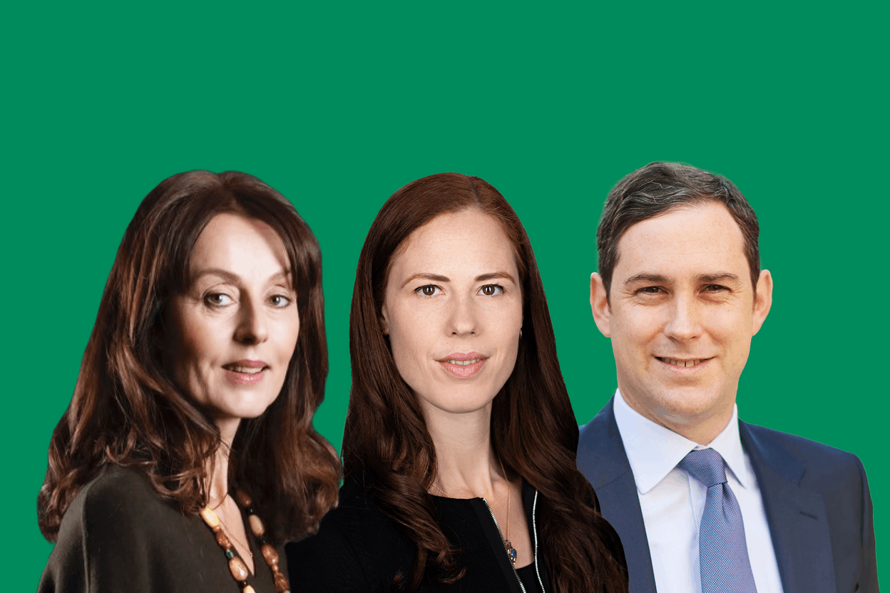 Christine Chardonnens, Executive Director, Global ESG Index Product at MSCI; Ewa Jackson, Director of BlackRock Sustainable Investing, and Carey Evans, BlackRock’s  Global Public Policy Group .  Maison Moderne 