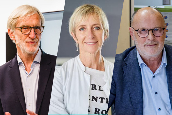 Le Professeur Dr Christof von Kalle, Dr Martine Goergen et le directeur de la FHL Sylvain Vitali: trois interlocuteurs pour parler de deux événements répartis sur trois journées, et dédiés à la transformation du système de santé.  (Montage: Paperjam, Photos: LIH, CHL, Commission européenne)
