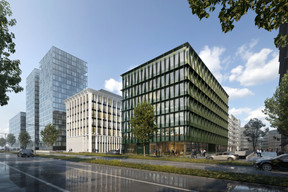 The Emerald (2023) est un immeuble de bureaux nouvelle génération post-Covid conçu par Andrew Phillips. Les plateaux de bureaux très flexibles représentent une surface de 6.800 m2. Son nom vient de la couleur vert émeraude de la façade, qui apportera un caractère unique à l’immeuble. Sa ­livraison est attendue pour le second semestre 2023. (Maison Moderne/Archives)