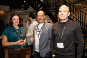 Nathalie Thunus (S.F.C Conseil Société Fiduciaire), Fabrice Verniani (Digidoc Lux) and Yannick Lang (Banana Republic Office) at the Paperjam+Delano Business Club carrousel lunch held at the Brasserie de l’Écurie on 10 November 2023. Photo: Eva Krins / Maison Moderne