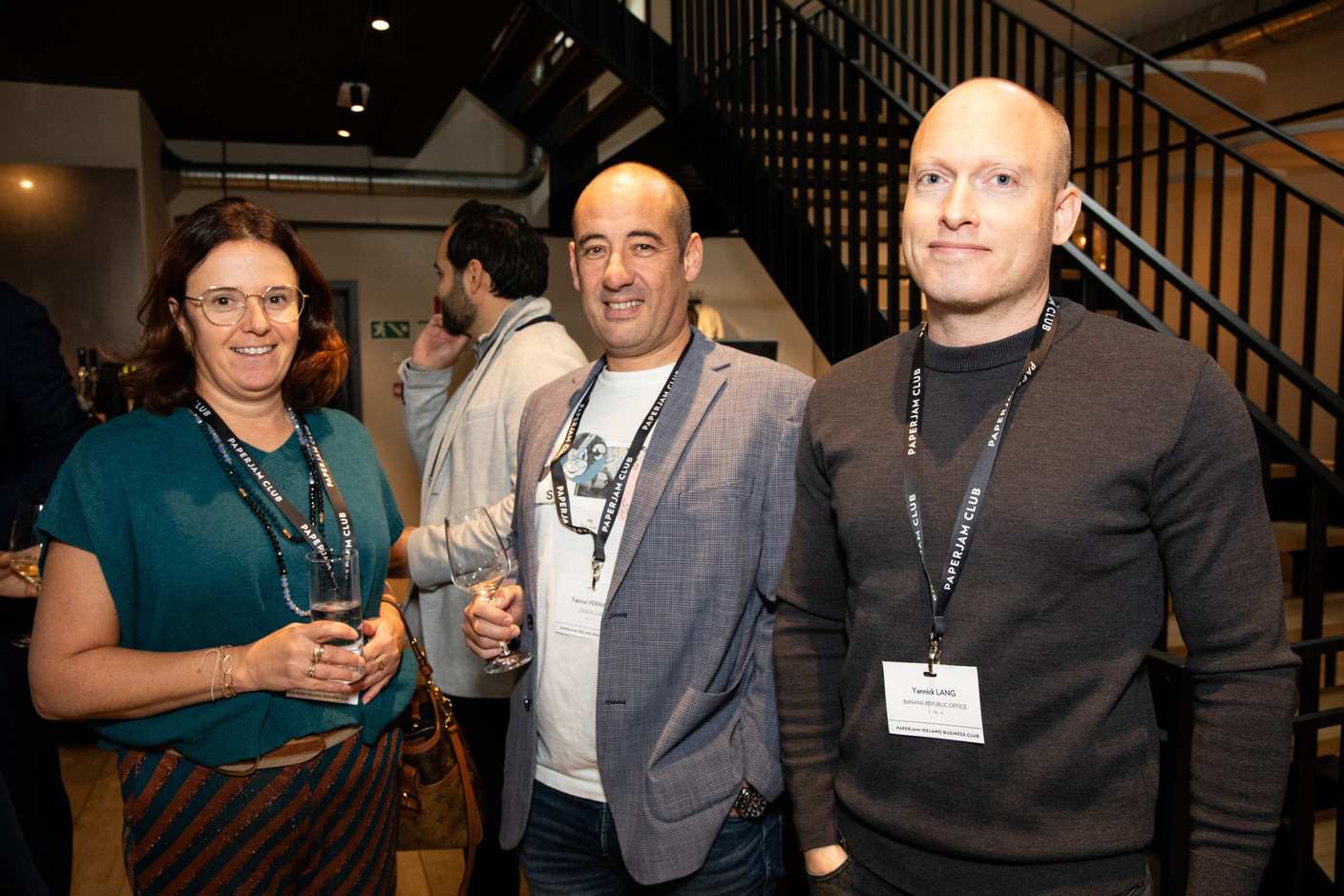 Nathalie Thunus (S.F.C Conseil Société Fiduciaire), Fabrice Verniani (Digidoc Lux) and Yannick Lang (Banana Republic Office) at the Paperjam+Delano Business Club carrousel lunch held at the Brasserie de l’Écurie on 10 November 2023. Photo: Eva Krins / Maison Moderne