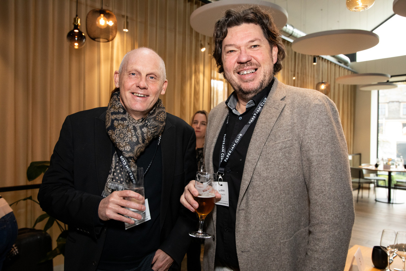 Thierry Ehrardt (Groupe Get) and Luc Berhin (ALD Automotive) at the Paperjam+Delano Business Club carrousel lunch held at the Brasserie de l’Écurie on 10 November 2023. Photo: Eva Krins / Maison Moderne