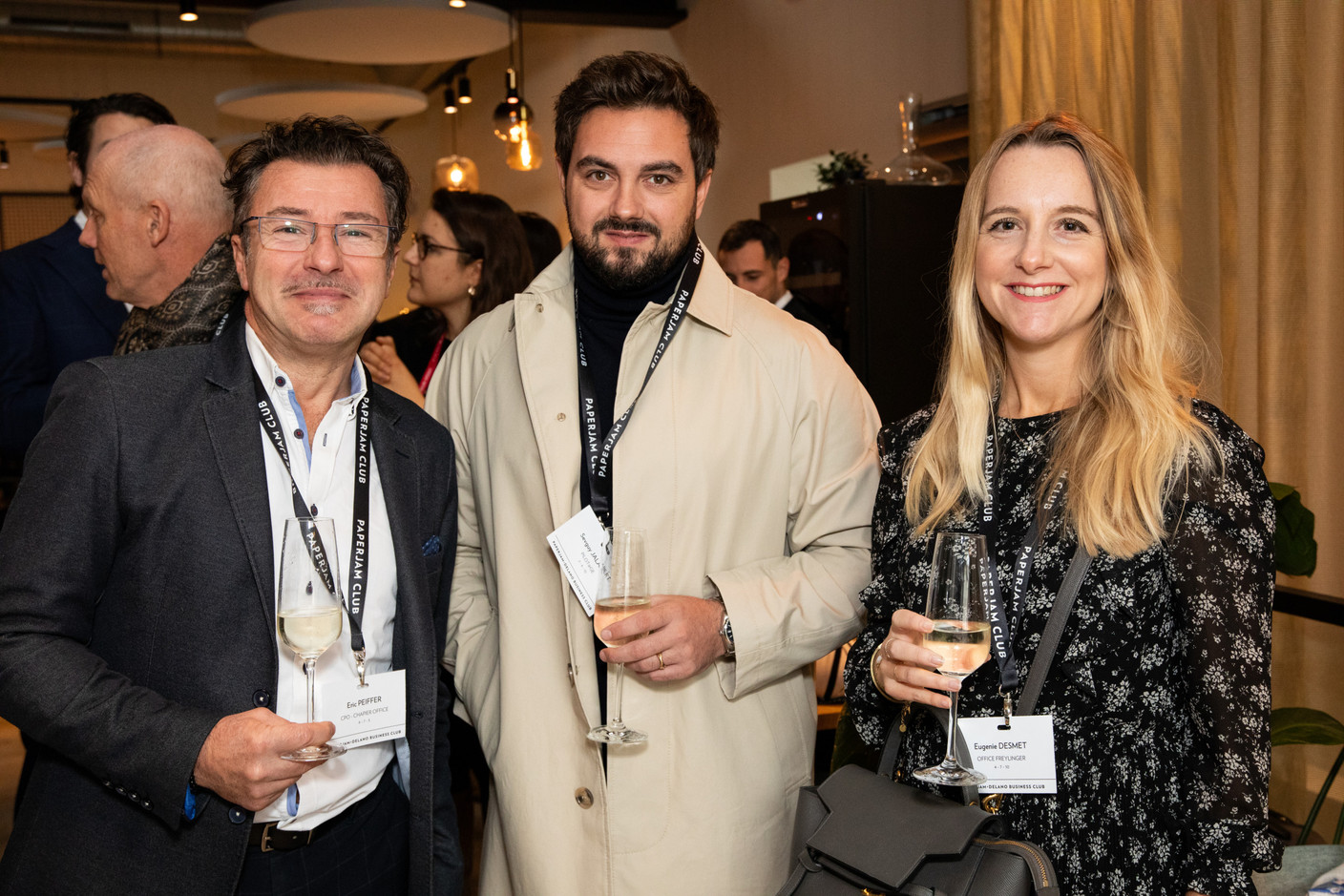 Eric Peiffer (CPO - Chapier Office), Sevguy Jalabert (Pilot@ge) and Eugénie Desmet (Office Freylinger) at the Paperjam+Delano Business Club carrousel lunch held at the Brasserie de l’Écurie on 10 November 2023. Photo: Eva Krins / Maison Moderne