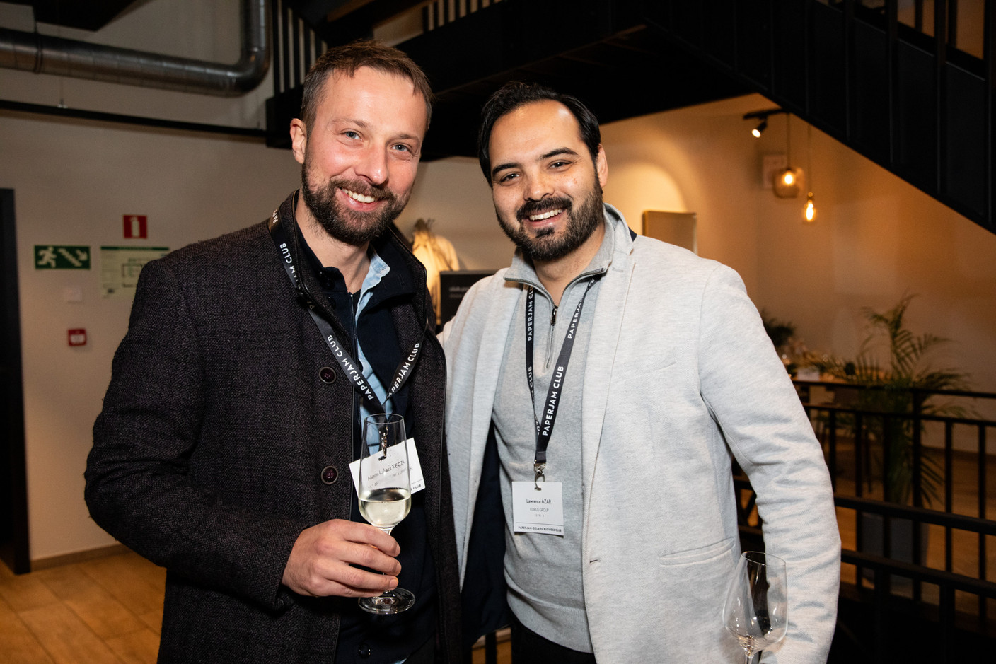 Marcin Lukasz Tecza (MLT Architecture & Urban Design) and Lawrence Azar (Korus Group) at the Paperjam+Delano Business Club carrousel lunch held at the Brasserie de l’Écurie on 10 November 2023. Photo: Eva Krins / Maison Moderne