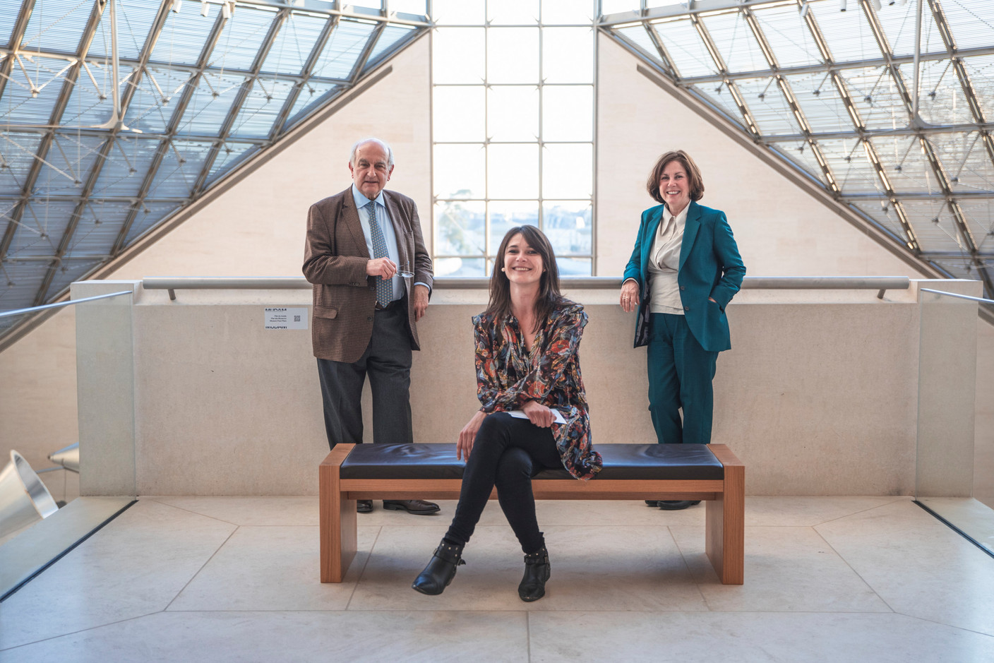 Christian Monjou (Ancien enseignant-chercheur à Oxford), Julie Lhardit (Paperjam + Delano Club) et Suzanne Cotter (Mudam) (Photo: Simon Verjus/Maison Moderne)