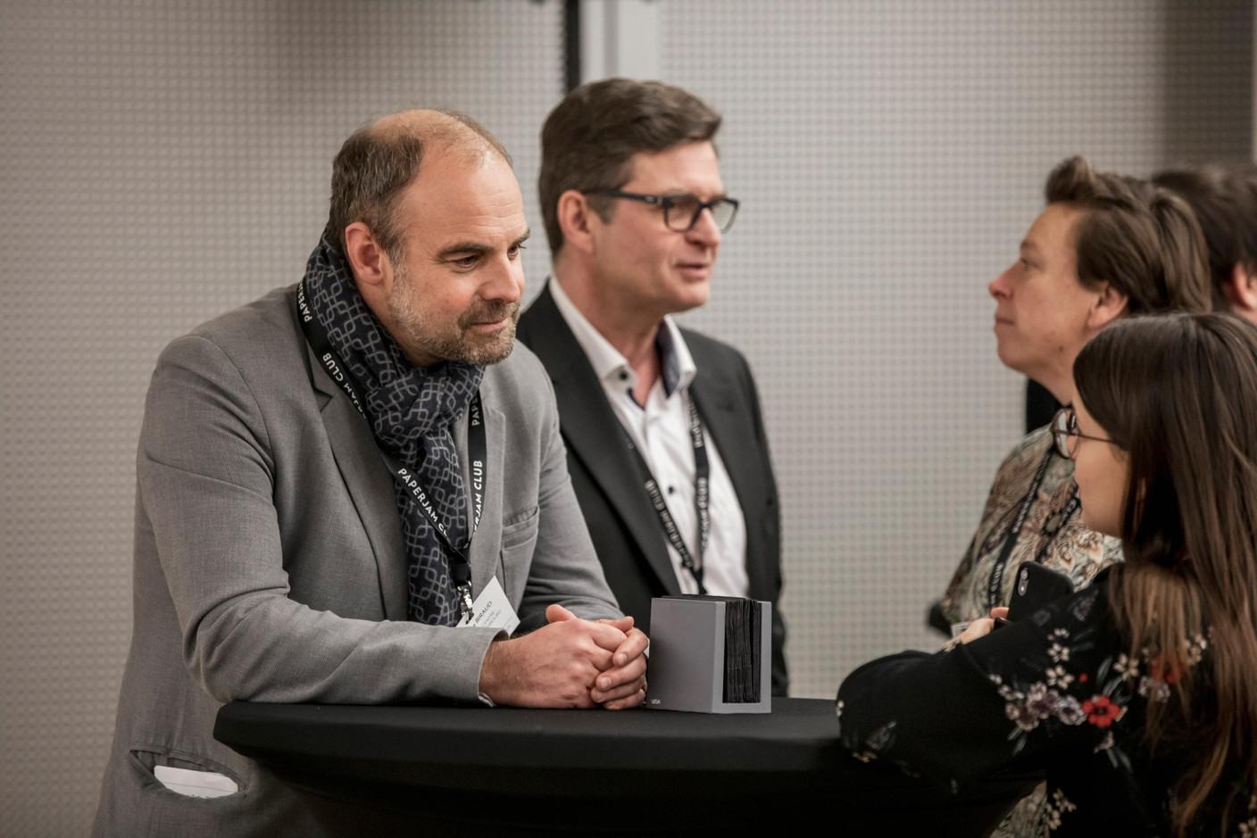 Christophe Biraud (POST), Marc Vanderhoeke (BCEE) , Gaetane Meilleur (AIBM) et Emilie Bertoni (Paperjam Club) (Photo: Jan Hanrion / Maison Moderne)