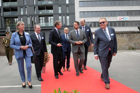 Several personalities were present at the inauguration: Lydie Polfer, Mayor of the City of Luxembourg, Fernand Etgen, President of the Chamber of Deputies, His Royal Highness the Grand Duke, Fabio Secci, Director General of the CMCM, Prime Minister Xavier Bettel, Claude Haagen, Minister of Social Security, André Heinen , President of the CMCM.  ((Photo: Guy Wolff/CMCM))
