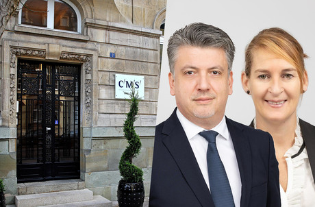 Frédéric Feyten, managing partner, et Bénédicte Balbeur, responsable des ressources humaines. (Photos: CMS Luxembourg. Photomontage: Maison Moderne)