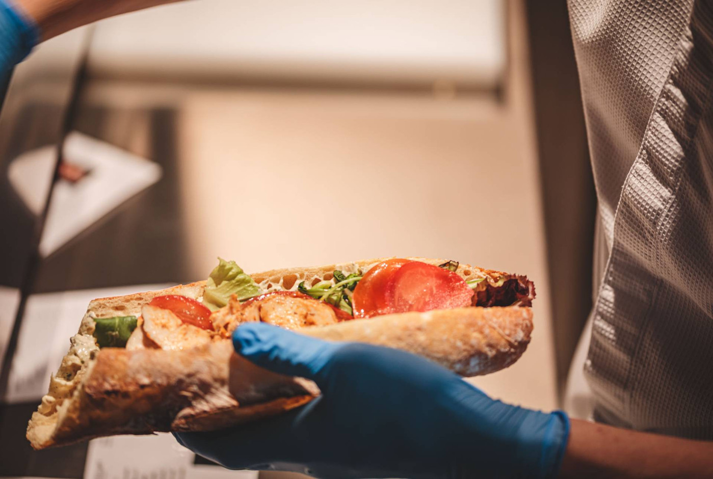 The sandwiches are made to order in front of customers.  Photo: Damien Schleich