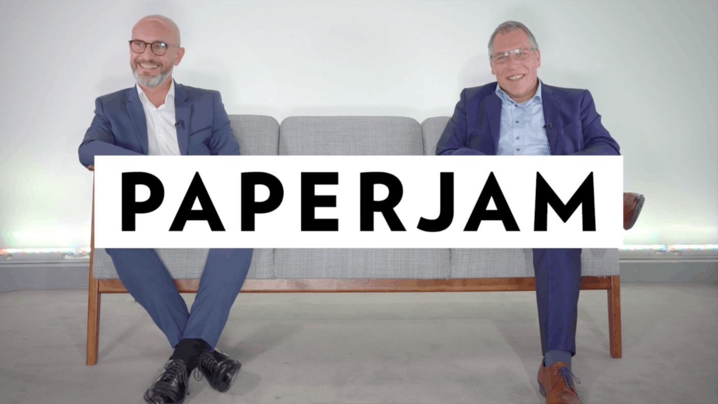 Philippe Burdeyron, Directeur Commercial chez Wealins (à gauche), et Luc Rasschaert, CEO de Wealins (à droite). (Crédit: Maison Moderne)