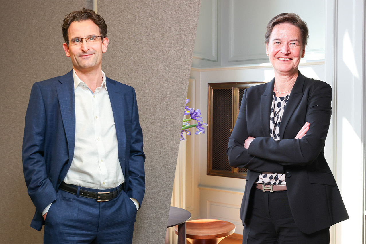Alain Hoscheid, chef du service Surveillance prudentielle et gestion des risques au sein du métier OPC à la CSSF; Verena Ross, présidente de l’Esma. (Photos: Marie Russillo/Maison Moderne)
