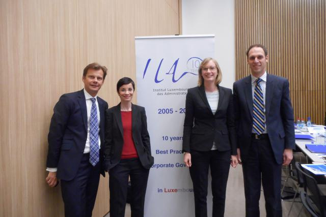 Le groupe des formateurs: Stanislas Chambourdon (KPMG), Hélène Dupuy (EFG), Anne-Marie Nicolas (Loyens & Loeff), Michael Schweiger (RBC). (Photo: ILA)