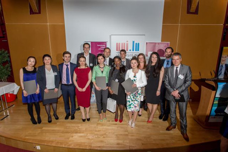 The graduates of the Master in Wealth Management course are the first to graduate from this course, launched in 2013. (Photo: Michel Brumat / Université du Luxembourg)