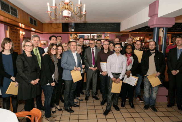 Les participants au parcours Fit4Entrepreneurship ont été mis à l’honneur au café littéraire Le Bovary, un des projets d’entreprise ayant vu le jour à l’issue du programme Fit4Entrepreneurship. (Photo: Chambre de Commerce)
