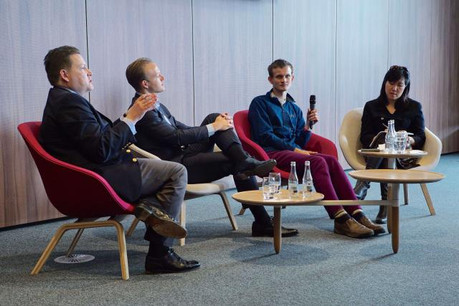 Jonathon Read, Will Beeson, Vitalik Buterin et Ming Chan. (Photo: Luxembourg school of business)