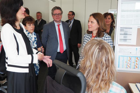Gaby Wagner, directrice adjointe de l'Adem; Mariette Scholtus, directrice de l'Adem; Yves Piron, directeur de l’OLAI; Corinne Cahen, ministre de la Famille et de l’Intégration (Photo: Adem)