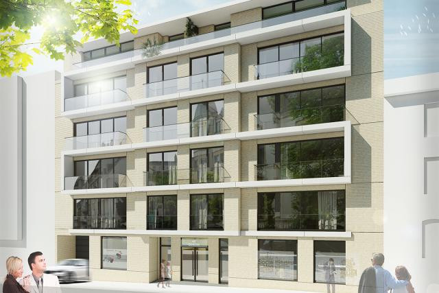 Situé au cœur de la capitale, au 40 rue Goethe, l’immeuble Goethe accueillera 20 logements de 45 à 140m2, 2 unités de bureaux et 31 places de parking souterrain. (Photo: Eaglestone)