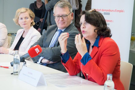 Isabelle Schlesser, Nicolas Schmit et Jill Griffin, présidente de l’association Dress for Success (Photo: Adem)